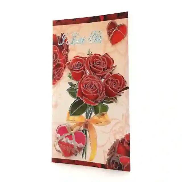 کارت پستال برجسته اکلیلی فانتزی طرح گل رز همراه با پاکت کد H     